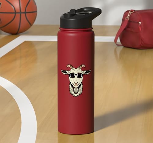 Goat Face Sunglasses Cool Farm Animal Men Boys Kids Women Stainless Steel Insulated Water Bottle - color: Red