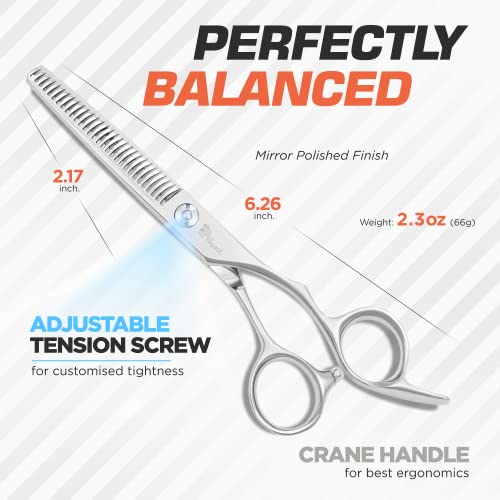 Fagaci Professional Thinning Shears 6" 440C Thinning Scissors Sharp Blades | Premium 440C steel, master sharpened to a razor edge for fine, precise cuts, For salon and home use, Case and cloth included