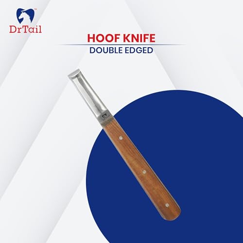 Hoof Knife Farrier Tool - Stainless Steel Knife for Horses, Goats & Livestock Best Right-Left Handed Knife Narrow, Farrier & Hoof Cleaning Tool - style: Regular Double Edge