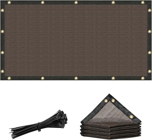 Amgo 2' x 2' Brown Custom Size Shade Cloth with Grommets - 90% Sunblock, Durable Mesh Fabric Tarp for Dog Kennel Cover, Fence Privacy Screen, Greenhouse, Chicken Coop & Pet Playpen. - color: Brown, size: 2' x 2' Custom Size