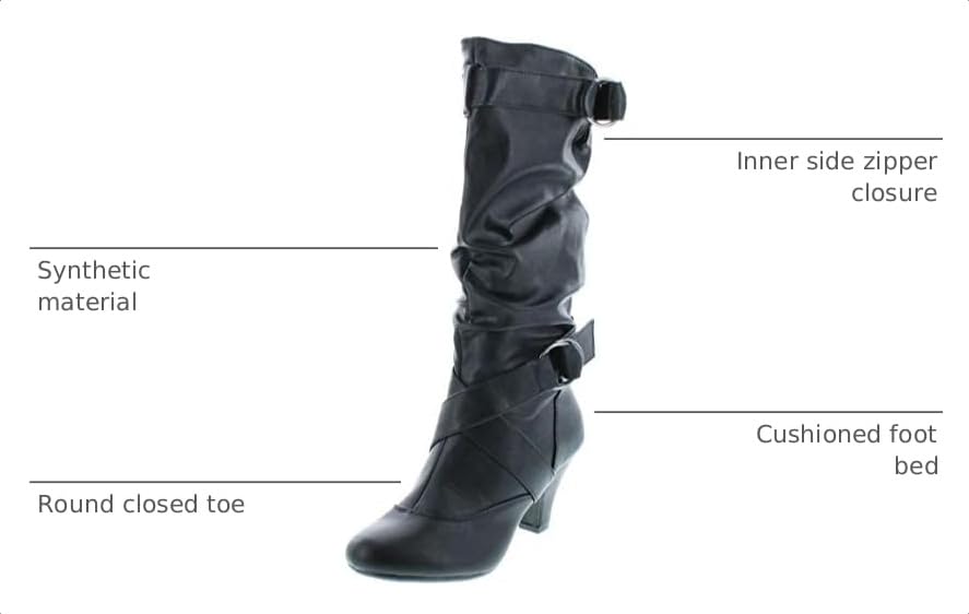 Forever Link Maggie-39 Women's Fashion Low Heel Zipper Slouchy Mid-Calf Boots Shoes - color: Black, size: 8.5