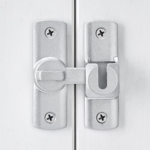 Silvery Barn Door Latches,90/180 Degree Gate Lock_D | Aluminum Alloy Right Angle Door Lock Latch,Flip Gate Latches Hardware,Sliding Door Lock for Cabinets,Fence Gates,Pet Cage - color: Silvery