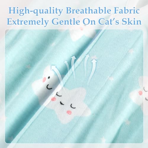 ANWA 2 Pack Cat Recovery Suit - Breathable Cat Onesie for Cats After Surgery Female, Kitten Surgery Recovery Suit Female Abdominal Wounds - color: Star + Dinosaur, size: Medium