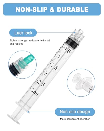 3mL Syringes without Needle, Sterile, Individually Wrapped | Luer Lock Syringe with Cap, Accurate Liquid Measurement for Lab Use and Home Care, 10 Pack - style: 3ML