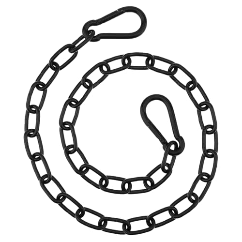 39 inch Gate Chain Lock with Both-Ended M8 Carabiners,Chain Dia 5 mm,Black | 304 Stainless steel, for outdoor fence gates,pet cages, easy to lock/unlock, extra security, for gate that wouldn’t stay shut - size: 39" x 13/64"