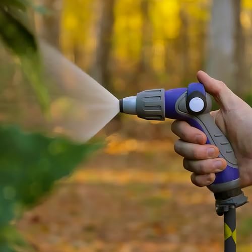 Camco 41986 Thumb Lever Knob Flow Control Spray Nozzle with Adjustable Spray Patterns and Rubber Comfort Grip, Fits All Standard Sized Hoses, Blue - style: Thumb Lever Nozzle