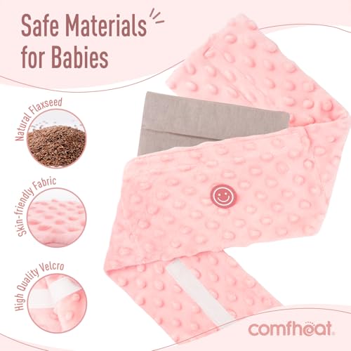 Colic and Gas Relief for Newborns, Flaxseed Heated Tummy Wrap | Infants Baby Swaddling Belt with Soothing Warmth, Natural Relief for Upset Stomach in Babies Toddlers, 0-3 Years (Pink) - color: Pink