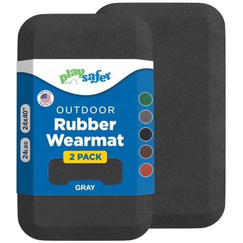 Playsafer Playground Safety Rubber Wearmat for Swingsets and Slides - 1" Thick X 24" W X 40" L (2 Pack, Gray) - color: Grey, size: 2 Pack (40" L x 24" W x 1" Thick)