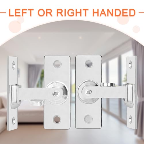 2 Pack Screen Door Latch 90 Degree, 2.36 x 0.87 Inches Gate Latch Sliding Screen Door Lock Barn Door Latch, Silver - color: Silver-90° Only, size: Large-2 Pack