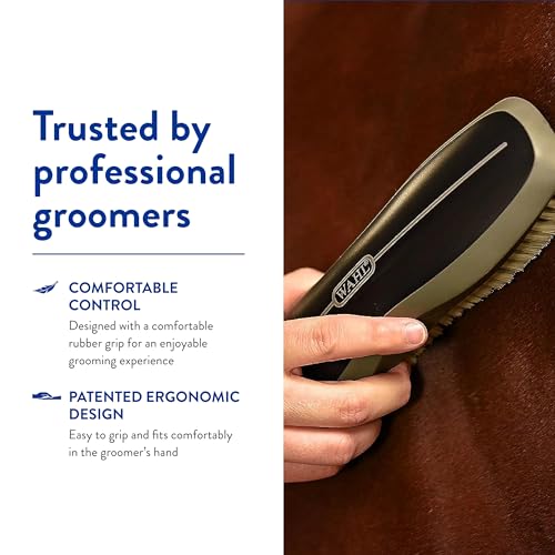 Wahl Professional Animal Equine Soft Body Horse Brush, Black | Effortlessly Removes Dirt and Loose Hair, Comfortable Rubber Grip, Patented Ergonomic Design