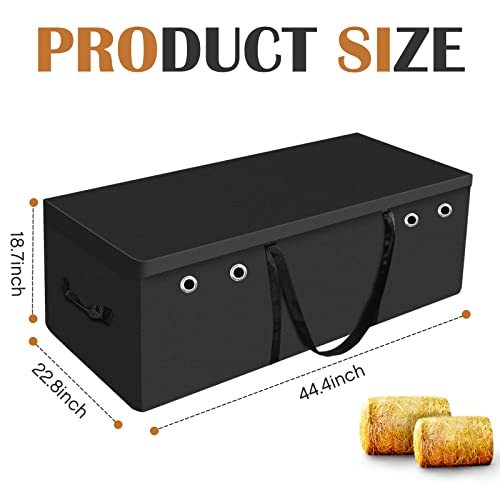 Tudomro Hay Bale Storage Bag-600d 44.4" x 22.8" x 18.7'' Extra Large Horse Hay Bag Black Heavy Duty for Horse Goats Storage Container Feeding Supplies for Feed Trailer