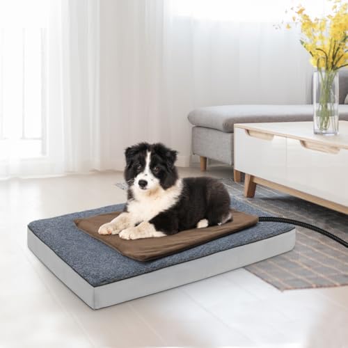 NAMOTEK Pet Heating Pad, Waterproof Heated Mat with Chew Resistant Cord Safe Electric Auto Constant Temperature Heating Pad for Dogs and Cats Indoor Warming Pad 19.7" x15.7" - size: 19.7"x15.7"