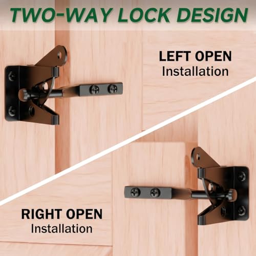 Self-Locking Gate Latch, Heavy Duty Automatic Gravity Lever for Wood Fence | Spring-Loaded Self-Locking; Thick Steel, Black Coated; for Wood Fence, Garden, Pool, Barn Gates; Works with Padlocks - size: Normal