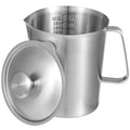 Stainless Steel Pitcher with Lid, 32 oz Measuring Cups with Dual-Scale Markings, Milk Frothing Jugs, Large Beakers for Espresso Machine, Hot/Cold Water, Latte Art, Iced Tea