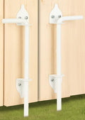 12" Heavy Duty Cane Bolt Gate Drop Rod Fence Hardware Ground Latch Stopper | for Wood/PVC/Vinyl/Metal Fences Gates, Double Doors, White Solid Steel -2 Pack - size: 12 Inch