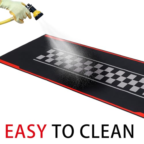 Drydiet Motorcycle Mat Garage Floor Rug Washable Parking Mats for Garage Floors Non Slip Oil Absorbent Pad Rubber Backing Layer Protects Floor(Track Style,98 x 31 Inch) - size: 98 X 31 Inch, style: Track Style