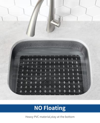 Bigli Sink Mat Protectors for Stainless Steel/Ceramic Sinks, 2 Pack 15.7x11.8 inches, PVC, Fast Draining (Black) - color: Black