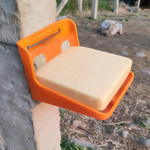 2 Pack Thick Salt Block Holder Mineral Brick Feeder Tray for Cattle Horse Goat Sheep (Small Size, Orange)