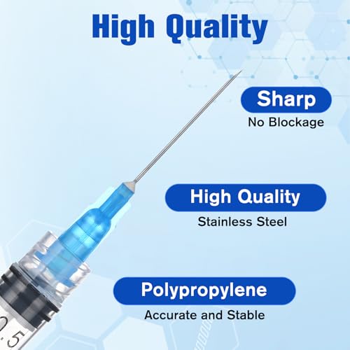 100 Pack 3ml with 23 Ga 1 Inch Lab Luer Lock Syringe | Individually Wrapped - style: 3ML