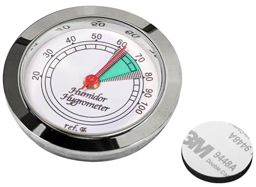 Medium Round Analog Hygrometer Humidity Gauge for Humidors - Color: Chrome - color: Chrome