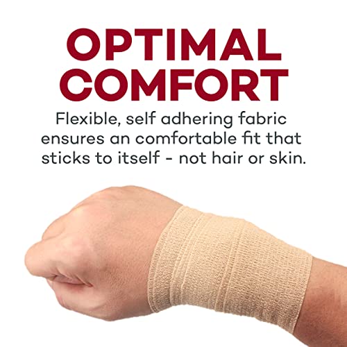 Dealmed Non-Adherent Cohesive Bandage Wrap – 2" x 5 Yards, 1 Roll Non-Woven Breathable Self Adherent Wraps for First Aid Kits, Athletics, Swelling, Sprains, Animal Wraps, Tan - color: 1 Roll (Tan), size: 2" x 5 yards