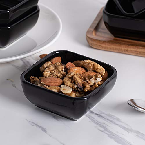 DELLING 6 Oz Square Porcelain Ramekins Set of 6, Oven Safe Creme Brulee Ramekins - Black Ceramic Souffle Dishes, Dishwasher Microwave Freezer Safe Baking Cups for Dessert Custard Pudding - color: Black, size: 6oz