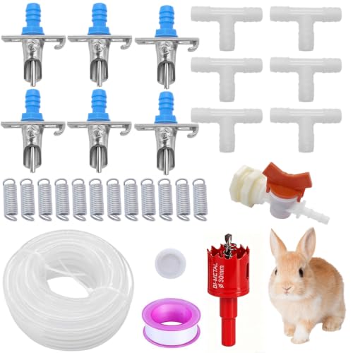 Rabbit Watering System Automatic Rabbit Nipple Water Drinker Kit | Durable Zinc Alloy,Automatic Drinking System Drip-Proof And Hygienic,Complete Set Of Accessories, Easy To Install