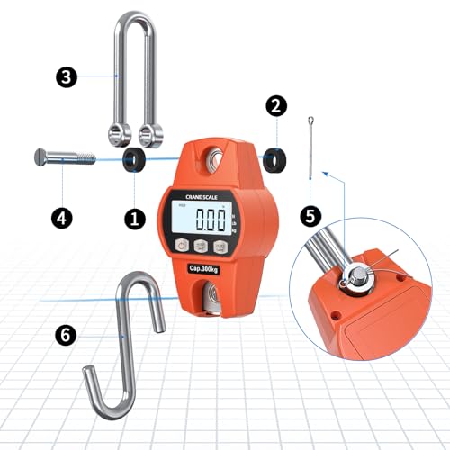 Hanging Scale 660lb/300kg - High-Accuracy Crane Scale with Aluminum Frame and LCD Display. Functions as Fishing Scale and Luggage Scale. for Farm, Hunting, Fitness, and Travel Weighing