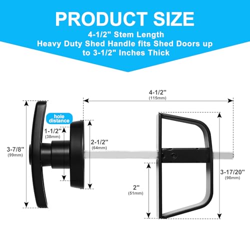Shed Door Latch, Safe and Durable, Premium Shed Locks with 4 Keys, Widely Use, T-Handle Lock Kit for Storage Barn, Chicken Coops, Camper, Easy to Install, 4½" and 5½" Stem - size: 4-1/2 Inch Stem
