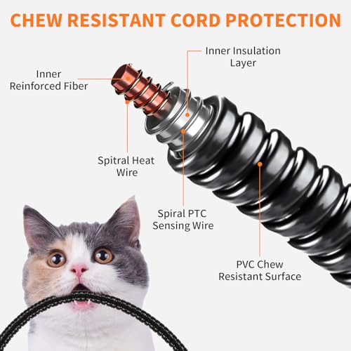Pet Heating Pad, 9 Adjustable Temperature Cat Heating Pad with Timer, 17.7"x17.7" Waterproof Heated Warming Dog Blanket Bed Mat for Cats Dogs Kitten Puppy Small Animal Indoor with Chew Resistant Cord