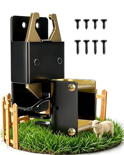 Valchoose Heavy Duty 2 Way Gate Latch, 8 Screws and Instructions, 1 Set | One Hand Pull Pin Opener, Padlock Hole, No Welding Round Tube Mount, Fits Livestock Fence Horse Corral Pasture Stable Ranch