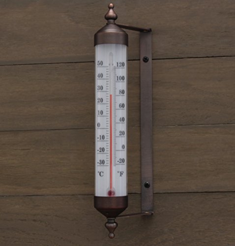 Outdoor Thermometer – Dual Fahrenheit & Celsius, Bronze Finish Adjustable Garden Tube Thermometer, 10-Inch Wall or Fence Mount Temperature Gauge for Patio, Garden & Porch