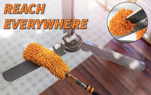 36 Foot High Reach Duster Kit with 5-30 ft Extension Pole for Cleaning | High Ceiling Dusting & Window Cleaning Kit with Telescopic Pole, Window Washer Squeegee, Cobweb Duster, Fan & Feather Dusters - size: 30 Feet
