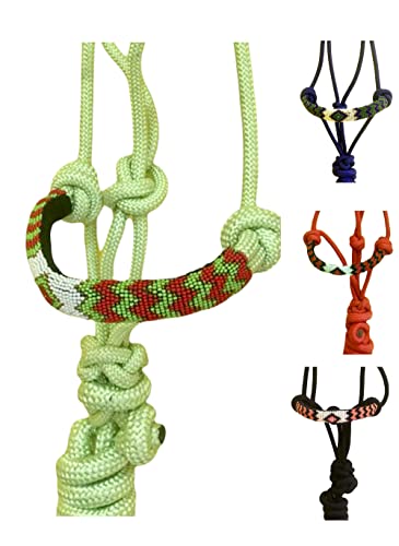 Majestic Ally Padded Beaded Nose Braided Rope Halter with 10' Matching Lead - Full (Lime Green) - color: Lime Green