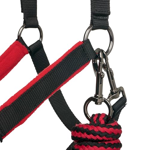 LeMieux Vogue Fleece Headcollar - Halter & Leadrope - Extra Padding, Adjustable at Curb and Poll Strap - color: Chilli, size: Pony