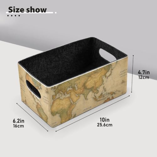 Storage Baskets Felt Foldable Storage Cube Shelf Bins Organizer Box for Kids Toys Office Bedroom Closet Babies Nursery 2-Pack (Retro World Map) - color: World Map