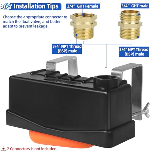 Water Trough Float Valve for Livestock Stock Tank,Fit Standard 3/4"NPT Hose | Stock Water Tank Float Valve for Livestock Pond Farm Cattle Goat Horse Swimming Pool,2 PCS Autofill Livestock Waterer - style: Stock Tank Float Valve-2PCS