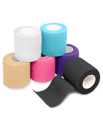 FriCARE Self Adhesive Bandage Wrap, Medical Tape in First Aid Kit | Elastic Cohesive Bandages for Sports/Vet/Wrist Ankle Wounds, 2 Inches X 5 Yards, Latex-free 6 Rolls, Zenith Blush - color: Zenith Blush