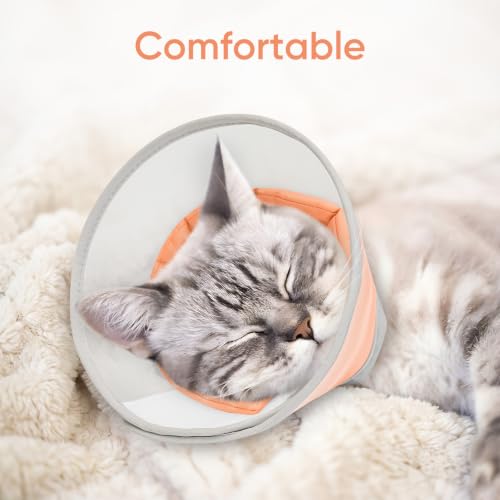 Supet Soft Cat Cone Collar to Stop Licking, Breathable Mesh Cone with Waterproof Liner Recovery Collar, for Kitten and Large Cats, Comfortable Alternative for Spay Neuter Grooming, L, Vibrant Orange - color: Vibrant orange, size: L