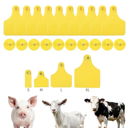 50pcs Farm Animal Ear Tags Numbered 001-050 Livestock Identification for Cattle Cows Hogs Pigs Sheep Goats (50, Large-Yellow) - color: Large-yellow