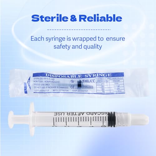 2.5ml Syringes Without Needles, 2.5cc Luer Lock Syringe - Disposable Individually Wrapped(30 Pack) - size: 2.5ml