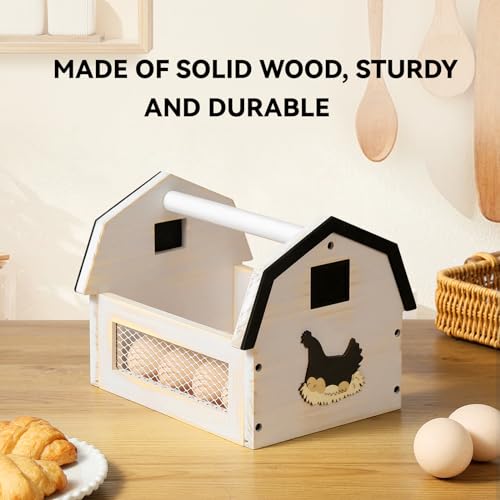 Egg Basket for Gathering Fresh Eggs, Farmhouse Wood Egg Collecting Basket, Egg Basket Countertop. ZSHLXM - color: White, size: Medium