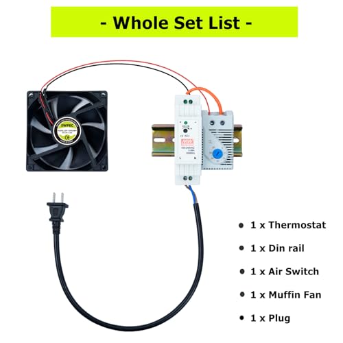 Electrical Cabinet Cooling Fan and Thermostat Set for Electrical Enclosures | Cooling fan with themostat set, auto temperature control to reduce internal heat and protect enclosure electrical components