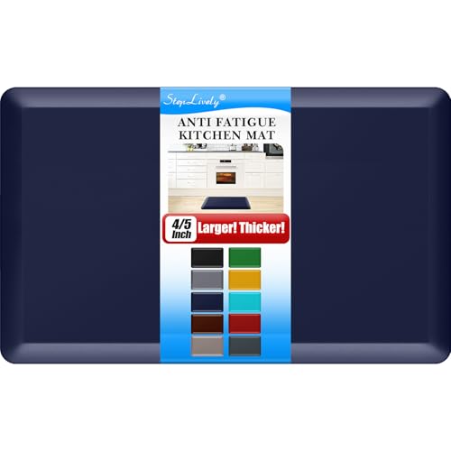 4/5 Inch Thick Kitchen Mat - Cushioned Anti Fatigue Mat for Kitchen Floor | Easy to Clean, Water Resistant, Non-Slip Thicker Rug, Standing Desk Mat for Sink, Office, Kitchen (22''x36'', Blue) - color: Blue, size: 36"L x 22"W x 0.8"Th