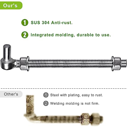 Insaga M16x 10'' J-Bolt Gate Hinge, 304 Stainless Steel J-Bolt Post Hinge for Farm Gate, 5/8" Male Pin J-Bolt Hinge for Chain Link Fence Gate, Gate Hinges for Metal Gates (2Pcs) - color: M16-10''-2PCS