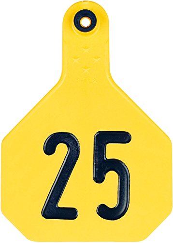 Ytex 4 Star Large Cattle ID Ear Tags Yellow Numbered 101-125