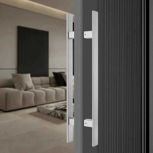 23 Inches Long 304 Stainless Steel Door Handle, Brushed Process Heavy-Duty Commercial Modern Door Pull Handle, for Doors with a Thickness of 12 mm, Sliver