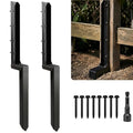 Fence Post Repair Kit - Heavy Duty Post Anchor Stakes for 4x4 Wood Posts, Reinforce Leaning or Rotted Fence Posts, No Digging Required, Black Powder Coated Steel (One-Piece)