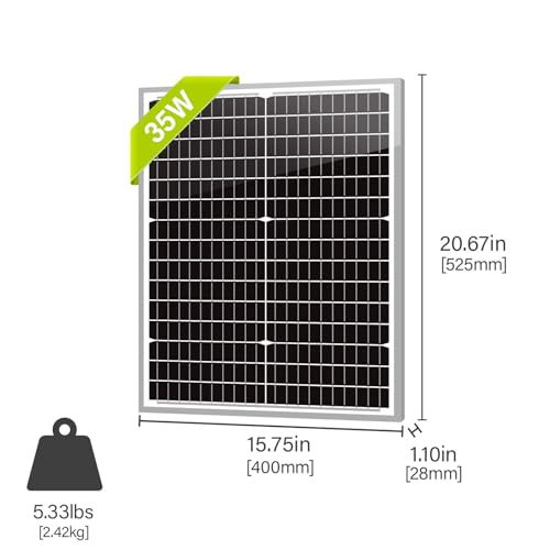Newpowa 35Watts 12Volt Solar Panel Monocrystalline Off Grid Solar Charge Kit 35W 12V 10BB Solar Panel+10A MPPT Charge Controller+8ft Cord for Connecting Controller to Battery Alligator Clamp - size: 35W 12V Kit (Panel + 10A MPPT + 8ft Cord)