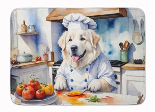 Caroline's Treasures Great Pyrenees The Chef Memory Foam Kitchen Mat Machine Washable Anti-Fatigue Mat Cushion Comfort Bath Mat or Kitchen Rug - color: Great Pyrenees 6261